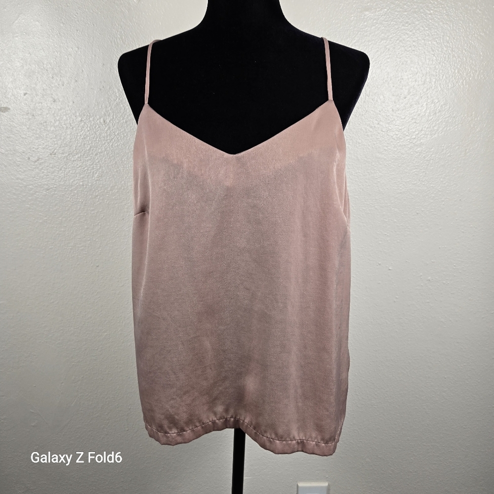 PROLOGUE Blush Pink Satin‎ Camisole Tank Top XL Minimalist Workwear Layer